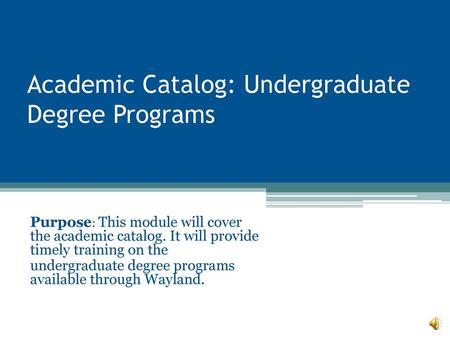 Academic Catalog: Undergraduate Degree Programs