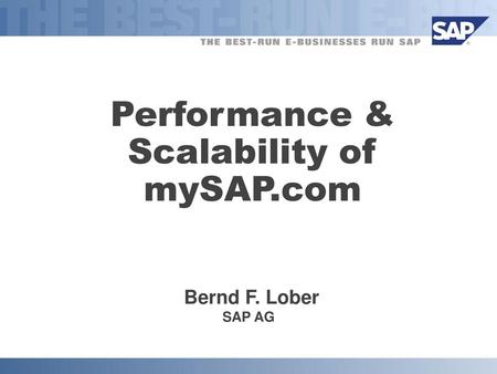 Performance & Scalability of mySAP.com
