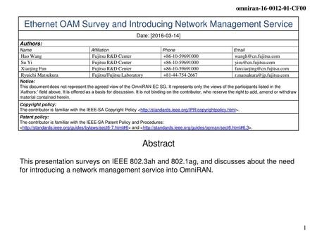 Ethernet OAM Survey and Introducing Network Management Service