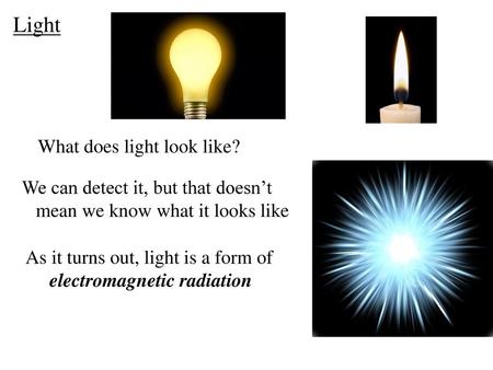 Light What does light look like? We can detect it, but that doesn’t