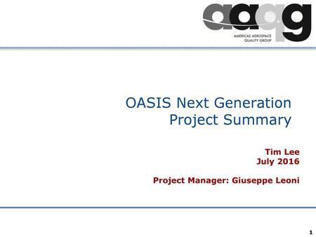 OASIS Next Generation Project Summary