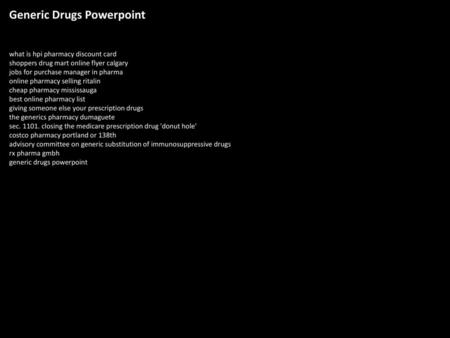 Generic Drugs Powerpoint