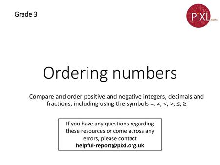 Ordering numbers Grade 3