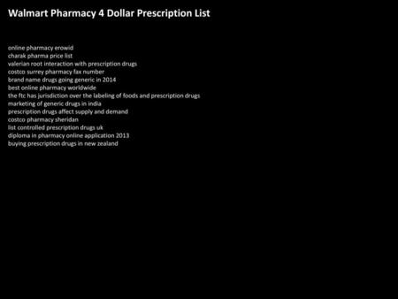 Walmart Pharmacy 4 Dollar Prescription List