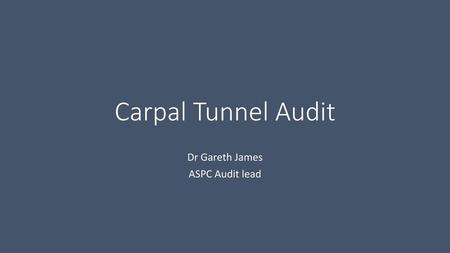 Dr Gareth James ASPC Audit lead