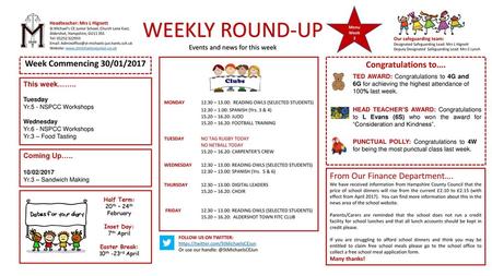 Events and news for this week