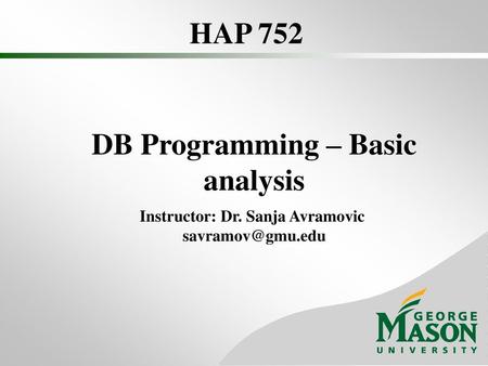 DB Programming – Basic analysis