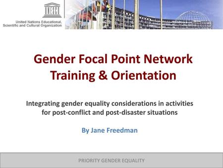 Gender Focal Point Network Training & Orientation