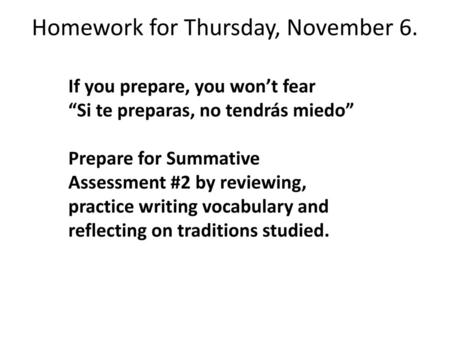 Homework for Thursday, November 6.