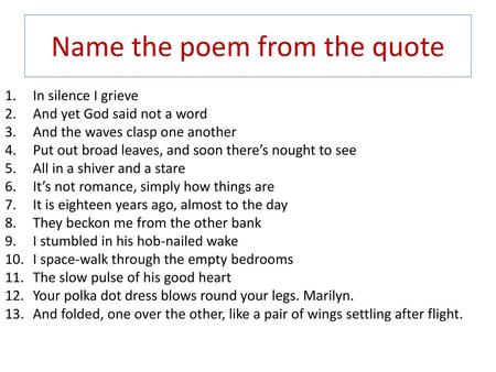 Name the poem from the quote