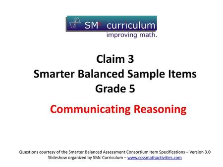 Claim 3 Smarter Balanced Sample Items Grade 5