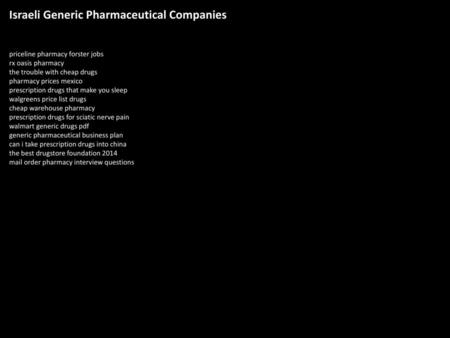 Israeli Generic Pharmaceutical Companies