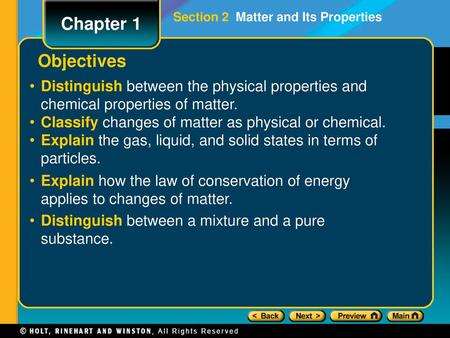 Section 2  Matter and Its Properties