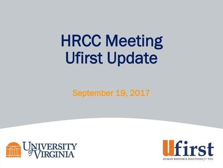 HRCC Meeting Ufirst Update