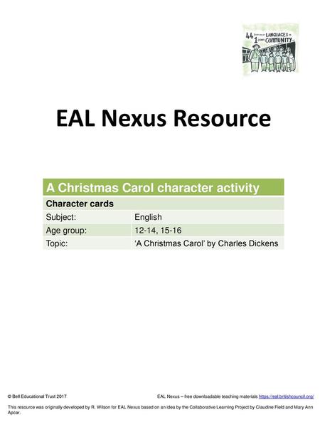 EAL Nexus Resource A Christmas Carol character activity