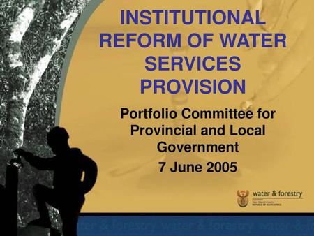 INSTITUTIONAL REFORM OF WATER SERVICES PROVISION