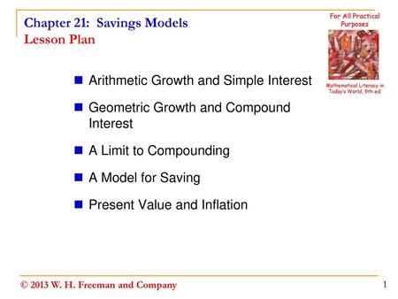 Chapter 21: Savings Models Lesson Plan