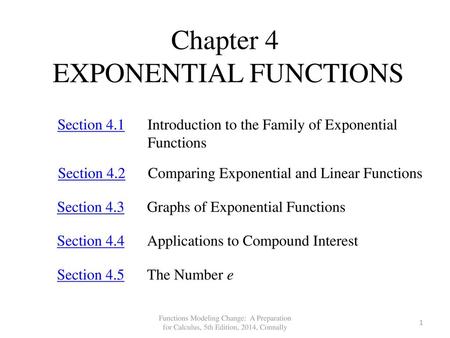 Chapter 4 EXPONENTIAL FUNCTIONS