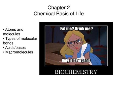 Chapter 2 Chemical Basis of Life Atoms and molecules