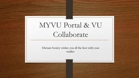 MYVU Portal & VU Collaborate