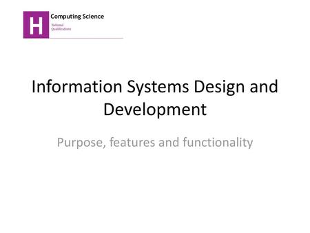 Information Systems Design and Development