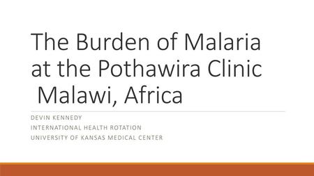 The Burden of Malaria at the Pothawira Clinic Malawi, Africa
