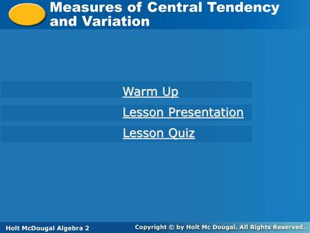 Measures of Central Tendency and Variation