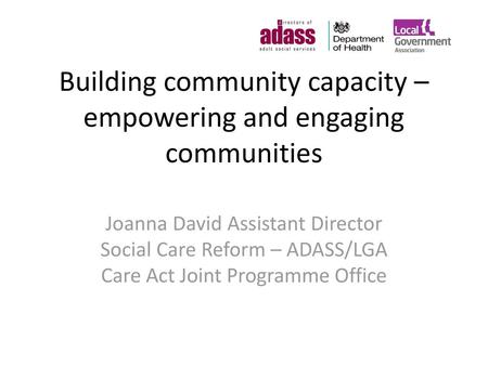 Building community capacity – empowering and engaging communities