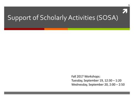 Support of Scholarly Activities (SOSA)