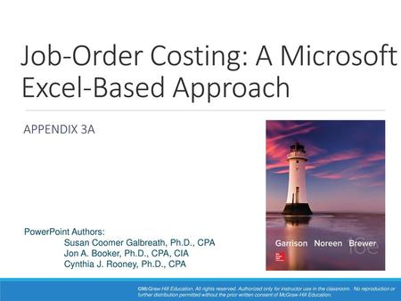 Job-Order Costing: A Microsoft Excel-Based Approach
