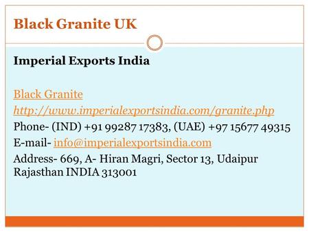Black Granite UK Imperial Exports India Black Granite  