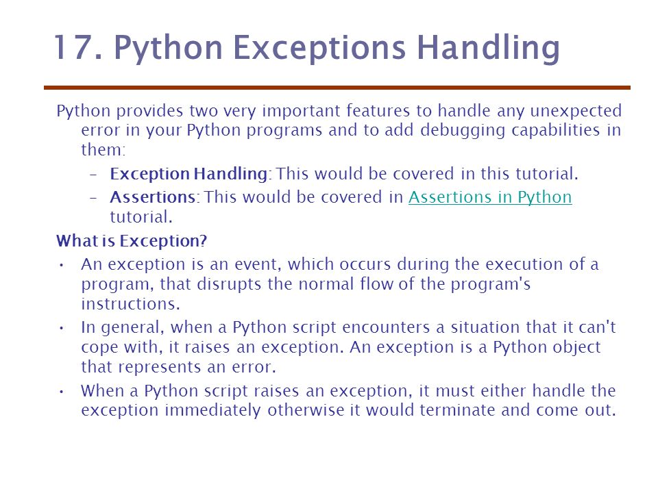 Solved What is an exception in Python? Choose the BEST