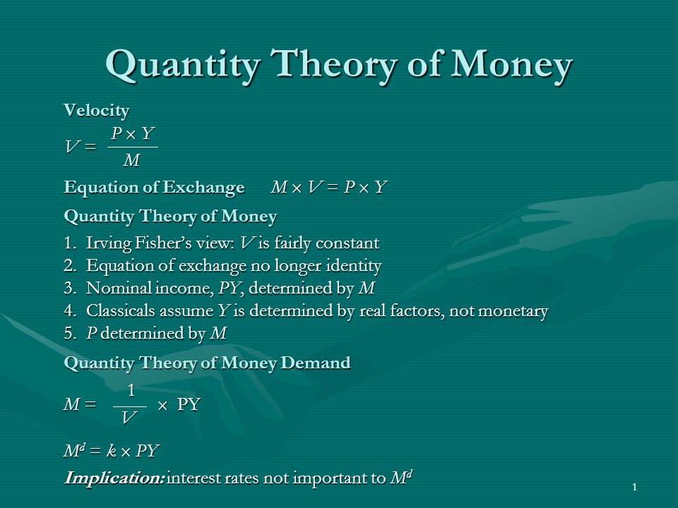 1 Quantity Theory Of Money Velocity P Y V M Equation Of Exchange M V P Y Quantity Theory Of Money 1 Irving Fisher S View V Is Fairly Constant Ppt Download 1 Quantity Theory Of Money Velocity P Y V M Equation Of Exchange M V P Y Quantity Theory Of Money 1 Irving Fisher S View V Is Fairly Constant Ppt Download