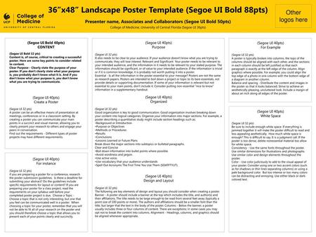 36”x48” Landscape Poster Template (Segoe UI Bold 88pts)