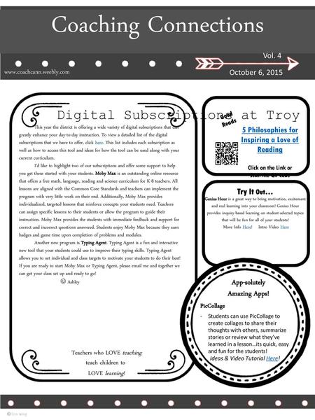 Coaching Connections Digital Subscriptions at Troy App-solutely