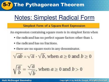 Notes: Simplest Radical Form