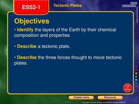 ESS2-1 Tectonic Plates Objectives