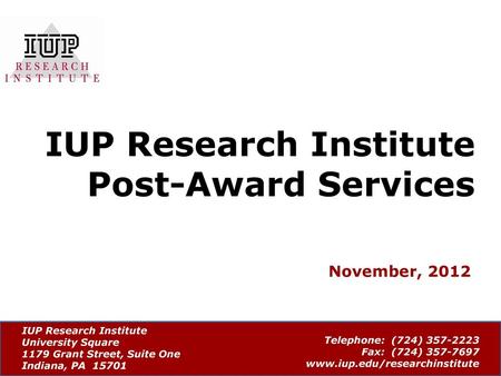 IUP Research Institute Post-Award Services