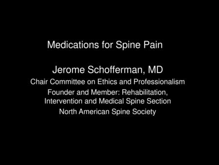 Medications for Spine Pain