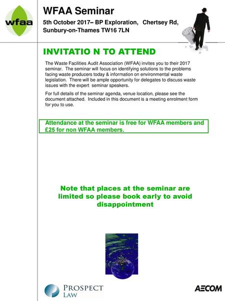 WFAA Seminar INVITATIO N TO ATTEND Note that places at the seminar are