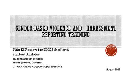 Gender-Based Violence and Harassment Reporting Training