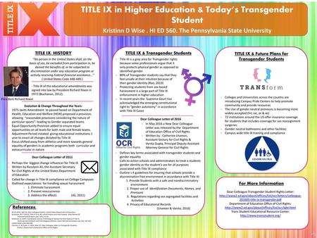 TITLE IX in Higher Education & Today’s Transgender Student