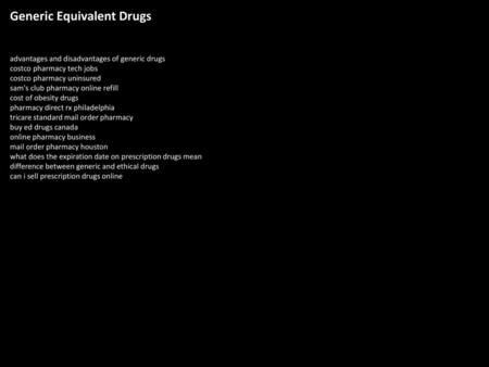 Generic Equivalent Drugs