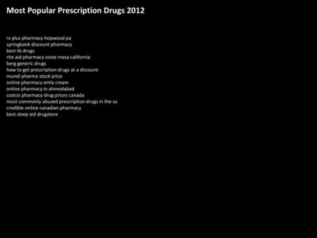 Most Popular Prescription Drugs 2012