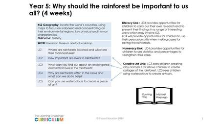 Year 5: Why should the rainforest be important to us all? (4 weeks)