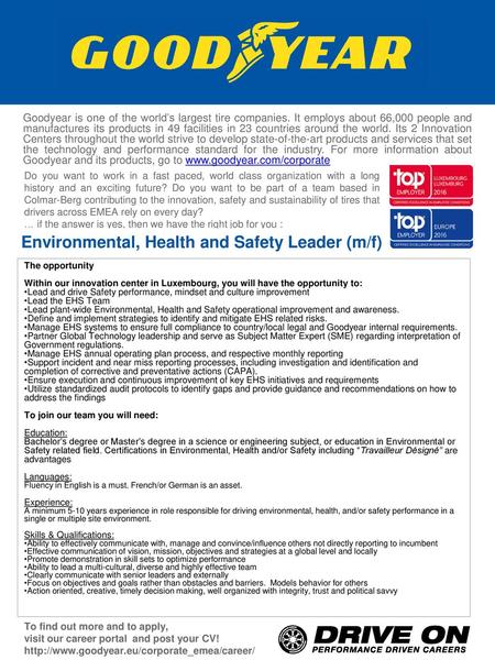 Environmental, Health and Safety Leader (m/f)