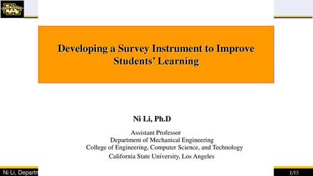 Developing a Survey Instrument to Improve Students’ Learning