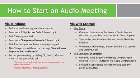 How to Start an Audio Meeting