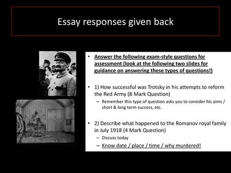 Essay responses given back