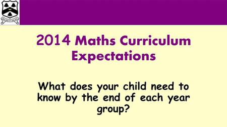 2014 Maths Curriculum Expectations